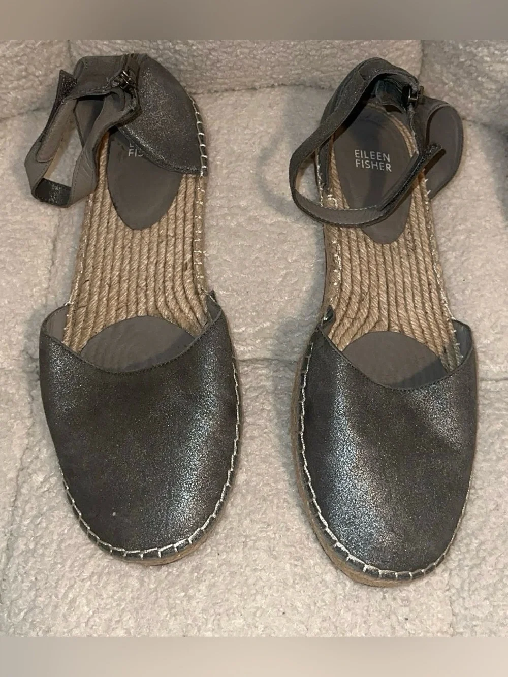 Eileen Fisher Lala Espidrille Flats in Metallic Gray